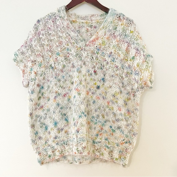Vintage Hand Knit Oversized Pastel Multicolored Sweater - Picture 1 of 4